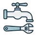 Kitchen faucet icon representing leaky tap repair and new fixture installation