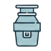 Icon of a kitchen garbage disposal unit for repair and replacement services